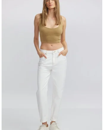 Top crop cu model uni, Maro deschis