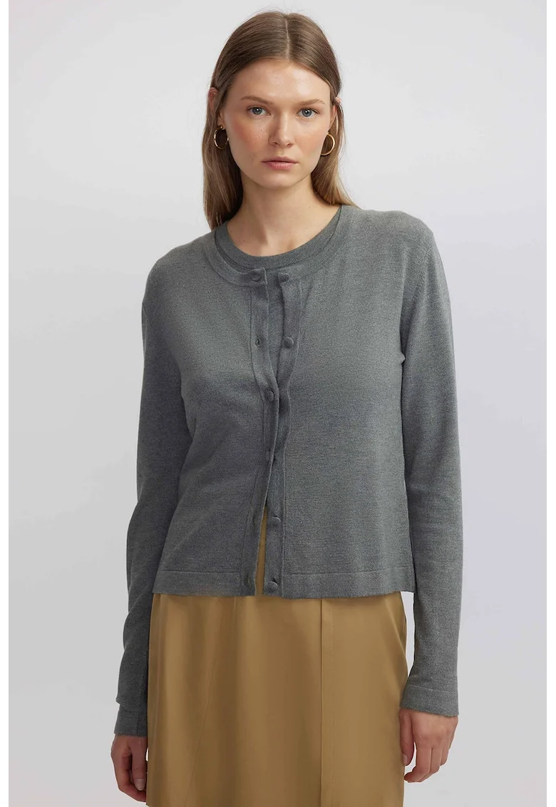 Cardigan cu decolteu rotund, Gri