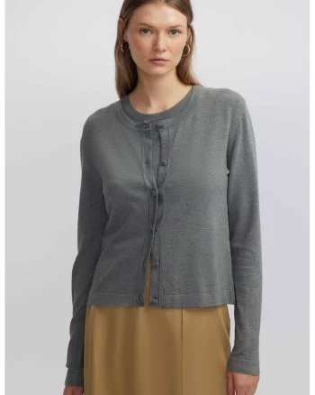 Cardigan cu decolteu rotund, Gri