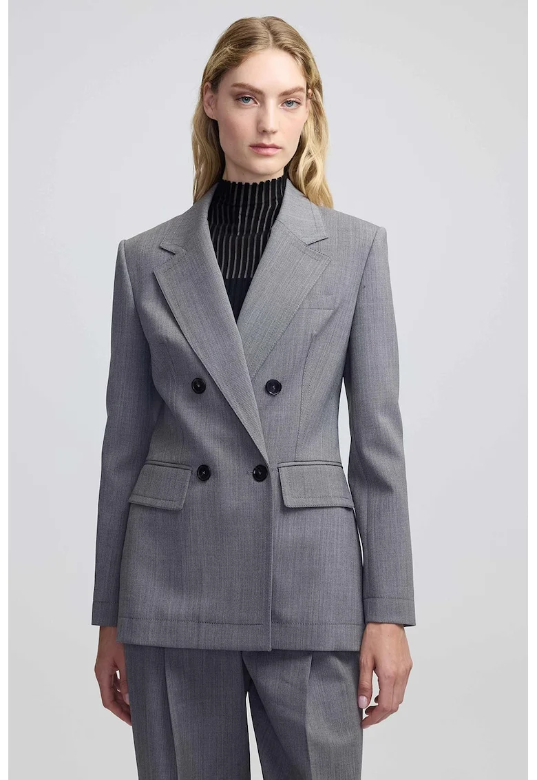 Sacou slim-fit din amestec de lana, Gri