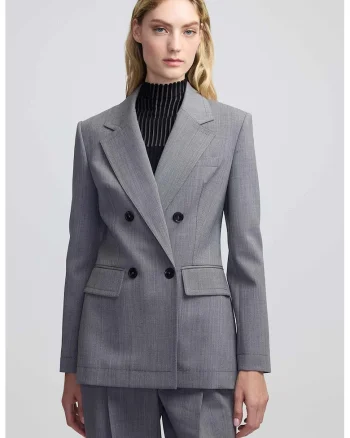 Sacou slim-fit din amestec de lana, Gri