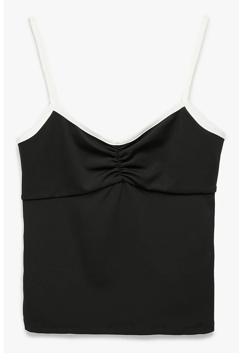 Top slim fit cu bretele subtiri, Negru