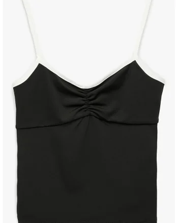 Top slim fit cu bretele subtiri, Negru