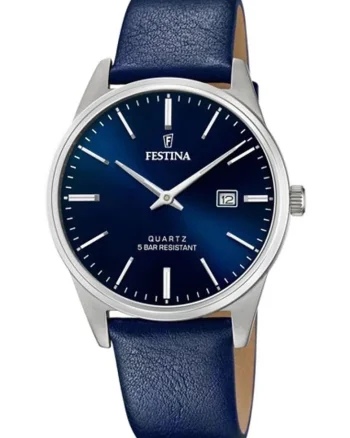 Ceas quartz cu o curea de piele, Albastru inchis