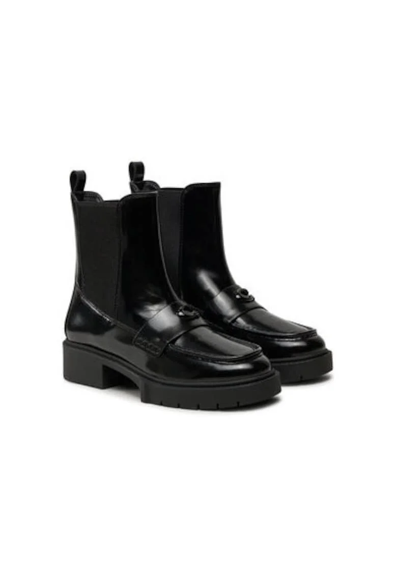 Botine dama  CX024, Piele naturala, Negru, Negru