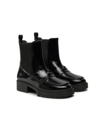 Botine dama  CX024, Piele naturala, Negru, Negru