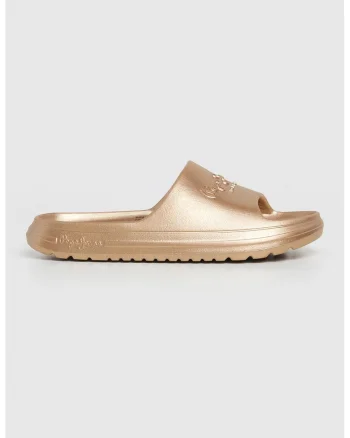 Papuci cu logo in relief, Auriu