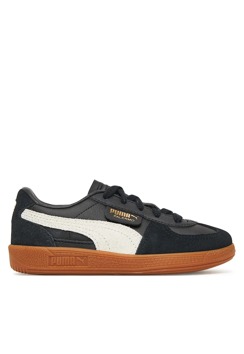 Pantofi sport copii,  Palermo Lth Ps 39727, negru/gri, piele naturala,