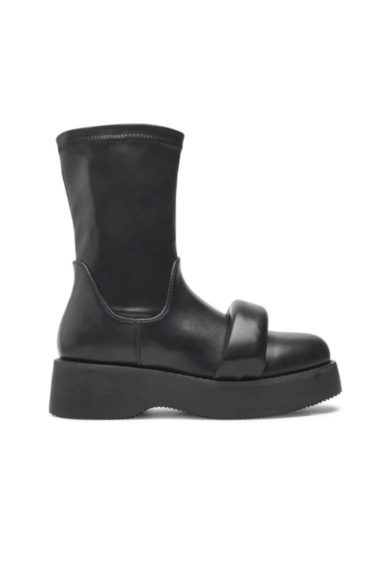 Cizme dama,  piele ecologica, negru,