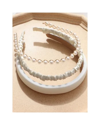 Set de Bentite Elegante pentru Fetite cu Perle - Accesorii Crem pentru Ocazii Speciale si Zilnice