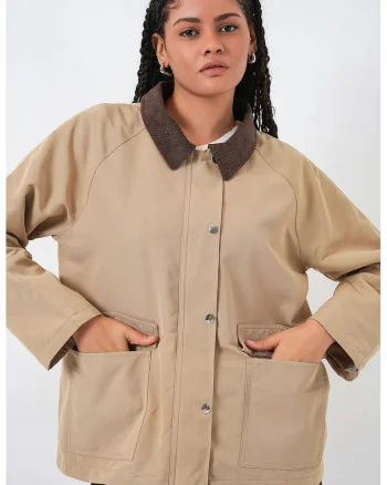 Geaca dama,  bej natural, textil