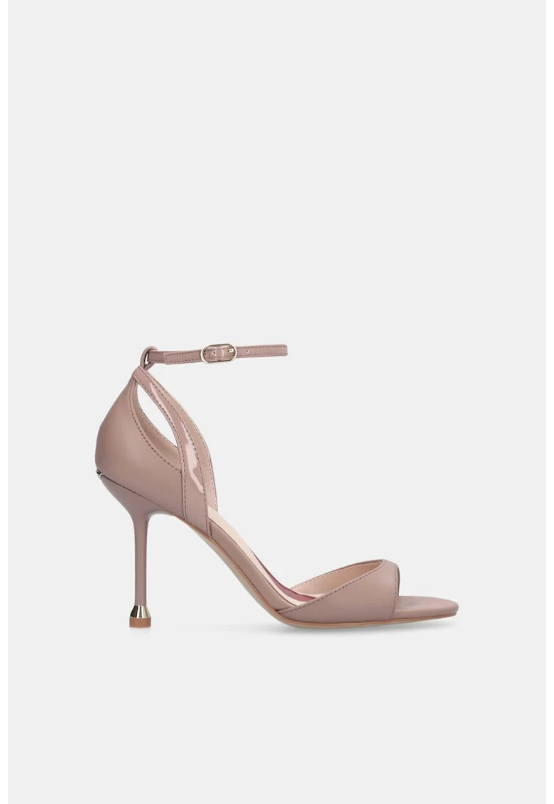 Sandale stiletto de piele cu bareta pe glezna