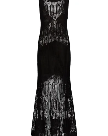 Rochie maxi fara maneci cu perforatii, Negru
