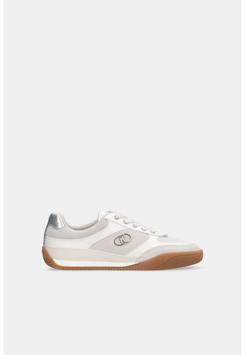 Pantofi sport de piele intoarsa si piele ecologica, Alb
