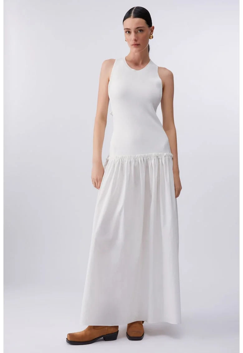 Rochie lunga cu decupaj, Alb