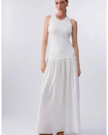 Rochie lunga cu decupaj, Alb