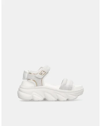 Sandale flatform cu catarama, Alb