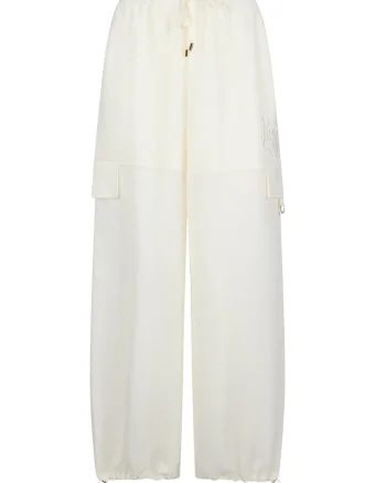 Pantaloni cargo semitransparenti cu croiala ampla, Alb