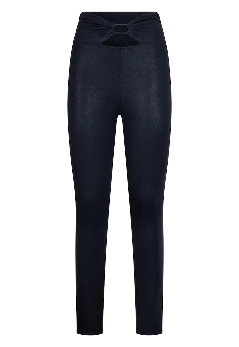 Pantaloni skinny cu decupaj frontal, Albastru inchis