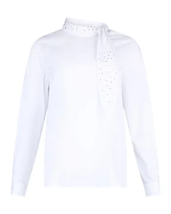 Bluza cu decolteu cu funda, Alb
