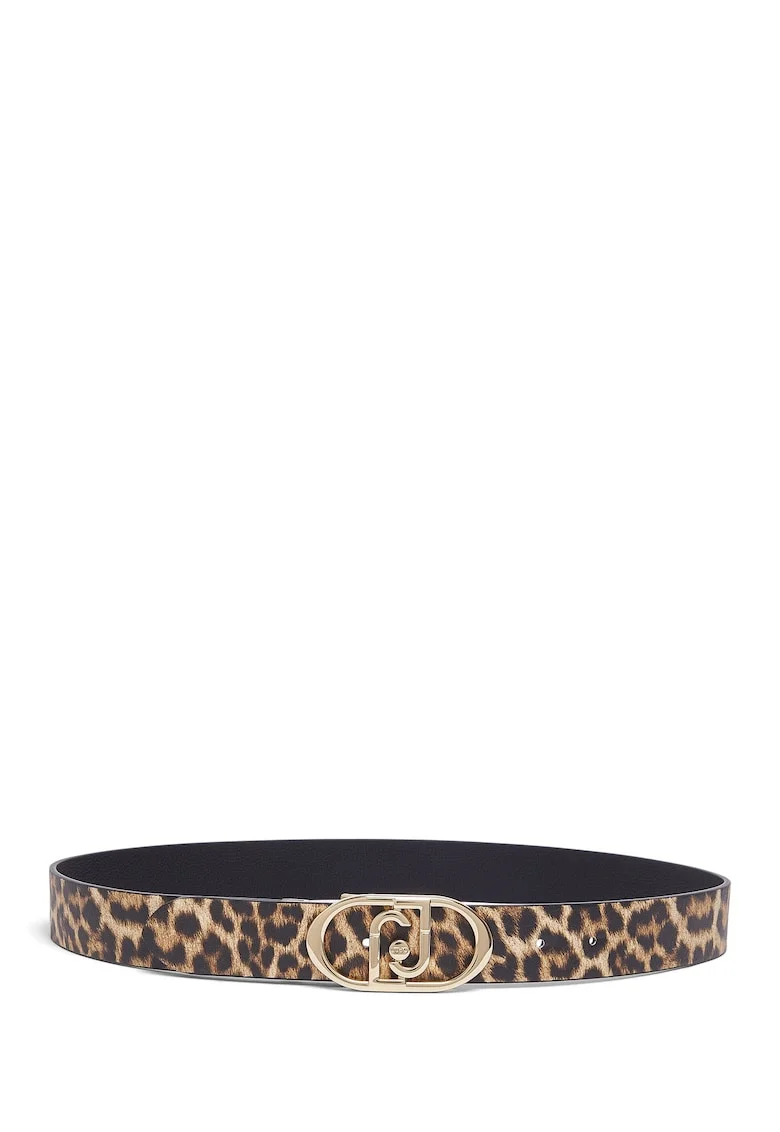 Curea reversibila cu animal print, Negru/Maro