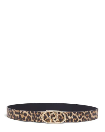 Curea reversibila cu animal print, Negru/Maro