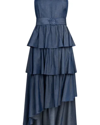 Rochie midi asimetrica, Bleumarin