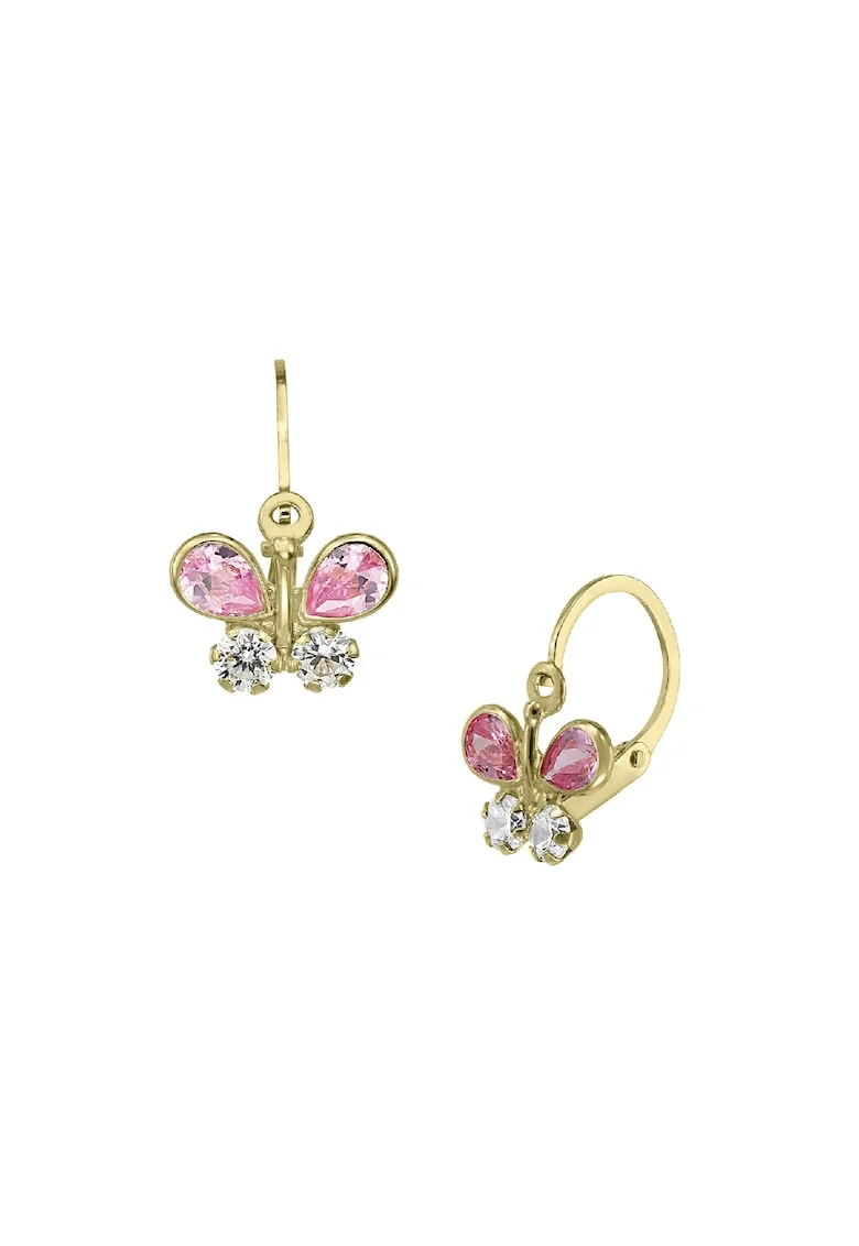 Cercei pentru fete, aur 14 KT, tortite cu inchidere frontala