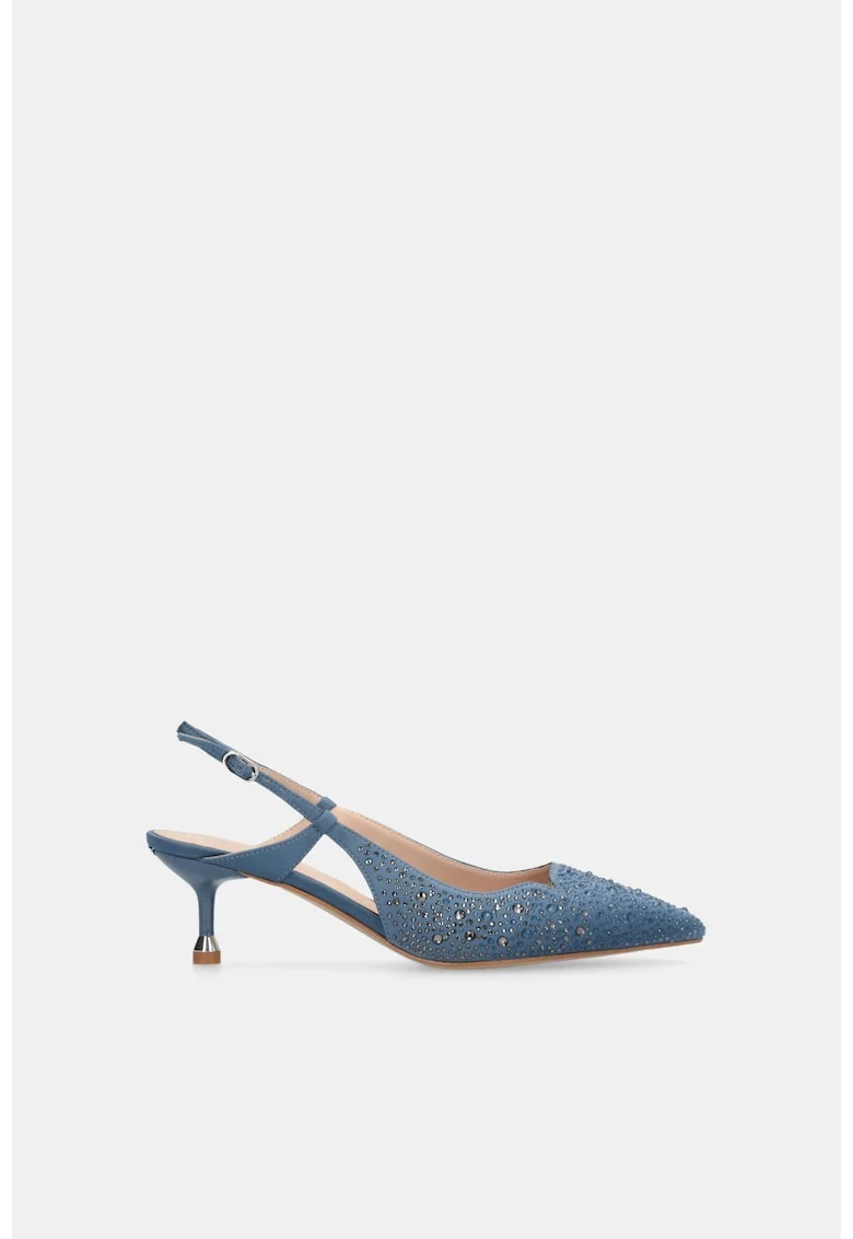 Pantofi slingback de satin cu strasuri Autograph, Albastru deschis