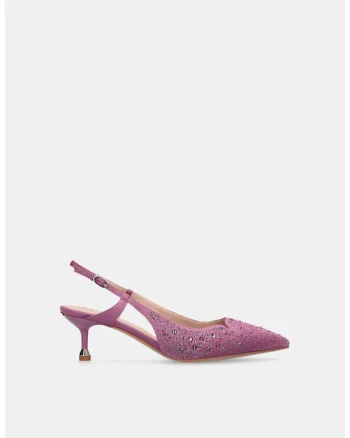 Pantofi slingback de satin cu strasuri Autograph, Roz