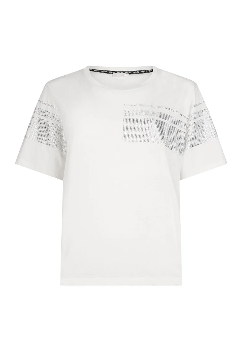 Tricou cu strasuri, Alb