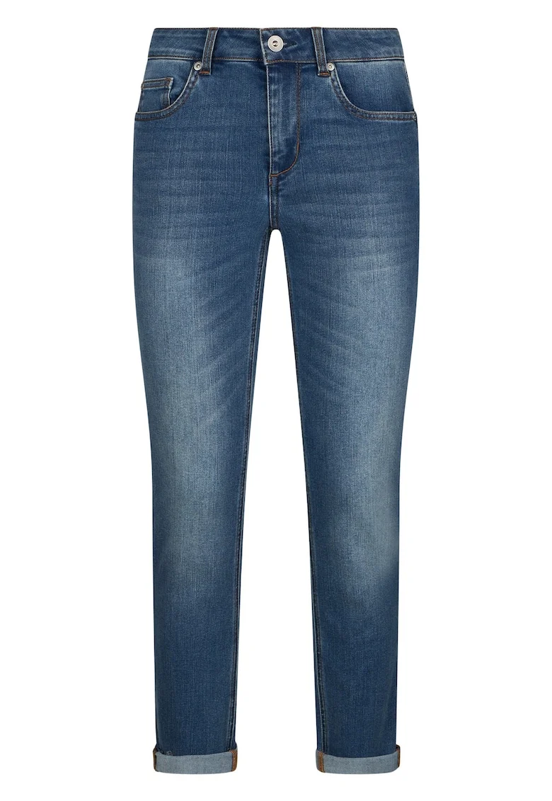 Blugi skinny cu mansete plisate, Albastru inchis