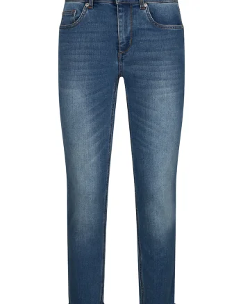 Blugi skinny cu mansete plisate, Albastru inchis