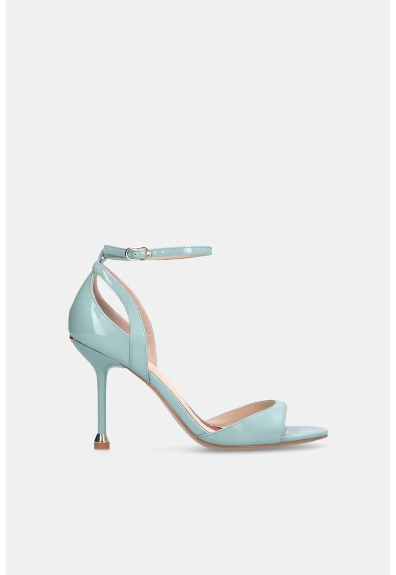Sandale stiletto de piele lacuita, Albastru deschis