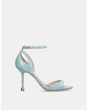 Sandale stiletto de piele lacuita, Albastru deschis