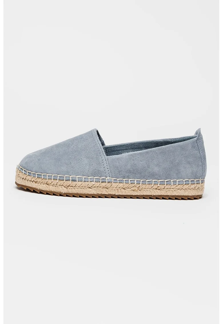 Espadrile din piele nabuc, Albastru prafuit