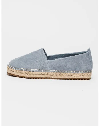 Espadrile din piele nabuc, Albastru prafuit