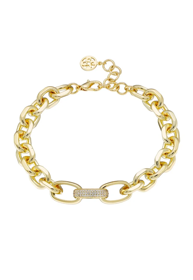 Loisir by  Bratara placata cu aur de 18K si decorata cu zirconia, Auriu