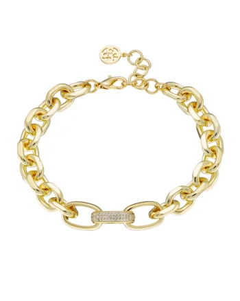 Loisir by  Bratara placata cu aur de 18K si decorata cu zirconia, Auriu