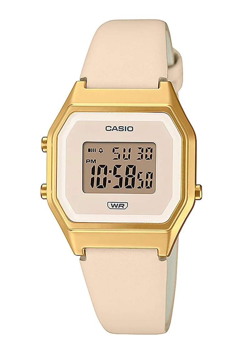 Ceas digital cu o curea din piele, Crem