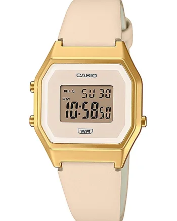 Ceas digital cu o curea din piele, Crem