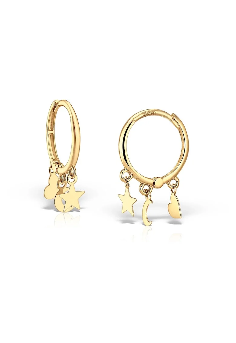 Cercei cu charm, aur 14 KT, pentru fete