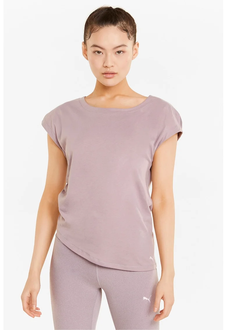 Tricou cu terminatie asimetrica si tehnologie dryCELL pentru yoga Studio Foundation, Lila pal