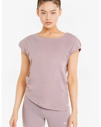 Tricou cu terminatie asimetrica si tehnologie dryCELL pentru yoga Studio Foundation, Lila pal