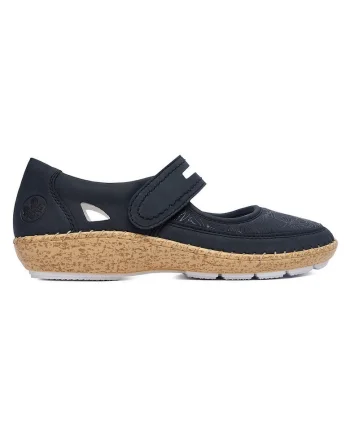 Mocasini dama  bleumarin, sintetic, inchidere Velcro, interior piele naturala
