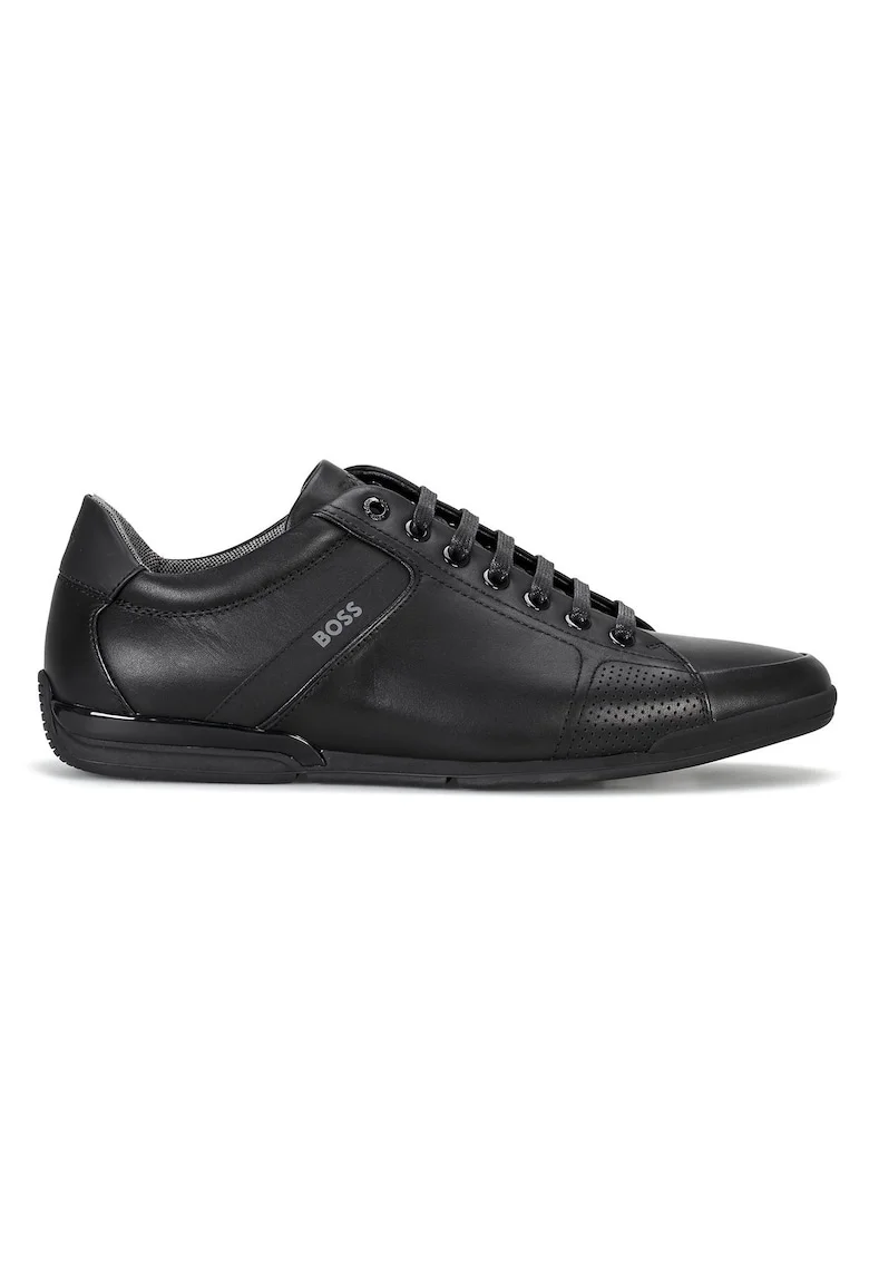 Pantofi sport din piele cu detalii logo, Negru