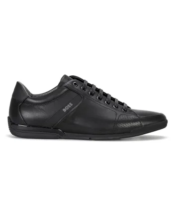 Pantofi sport din piele cu detalii logo, Negru