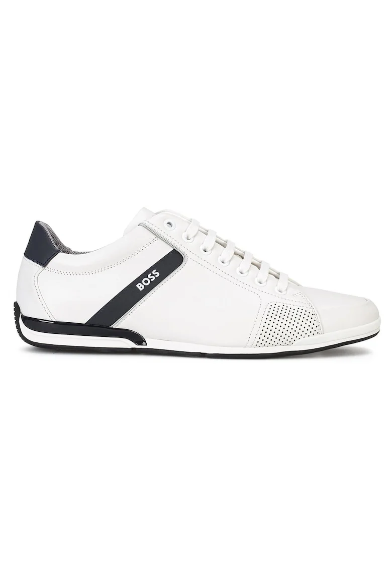 Pantofi sport din piele cu detalii logo, Alb