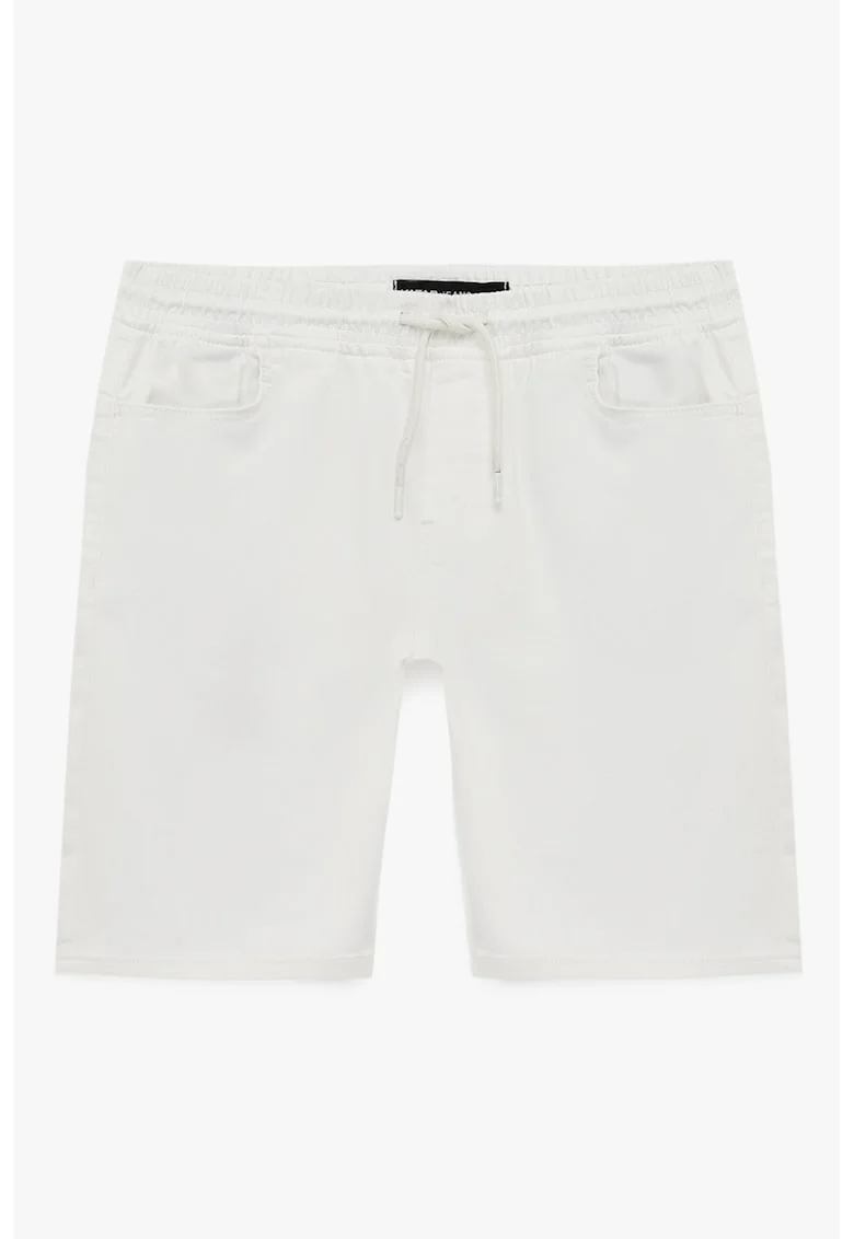 Blugi bermude slim fit cu snur de ajustare in talie, Alb