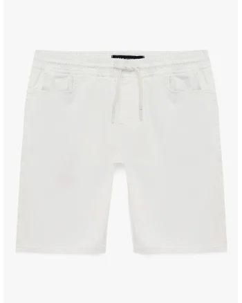 Blugi bermude slim fit cu snur de ajustare in talie, Alb